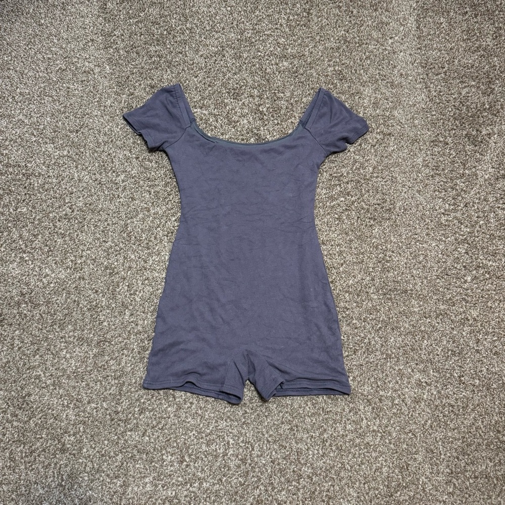 Whitefox Gray Short Sleeve Romper Ribbed MEDIUM - Picture 2 of 5